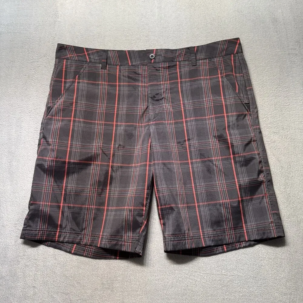 Fila Sport Golf Mens 40 Plaid Golf Shorts Black Red Stretch Athletic Fit EUC
